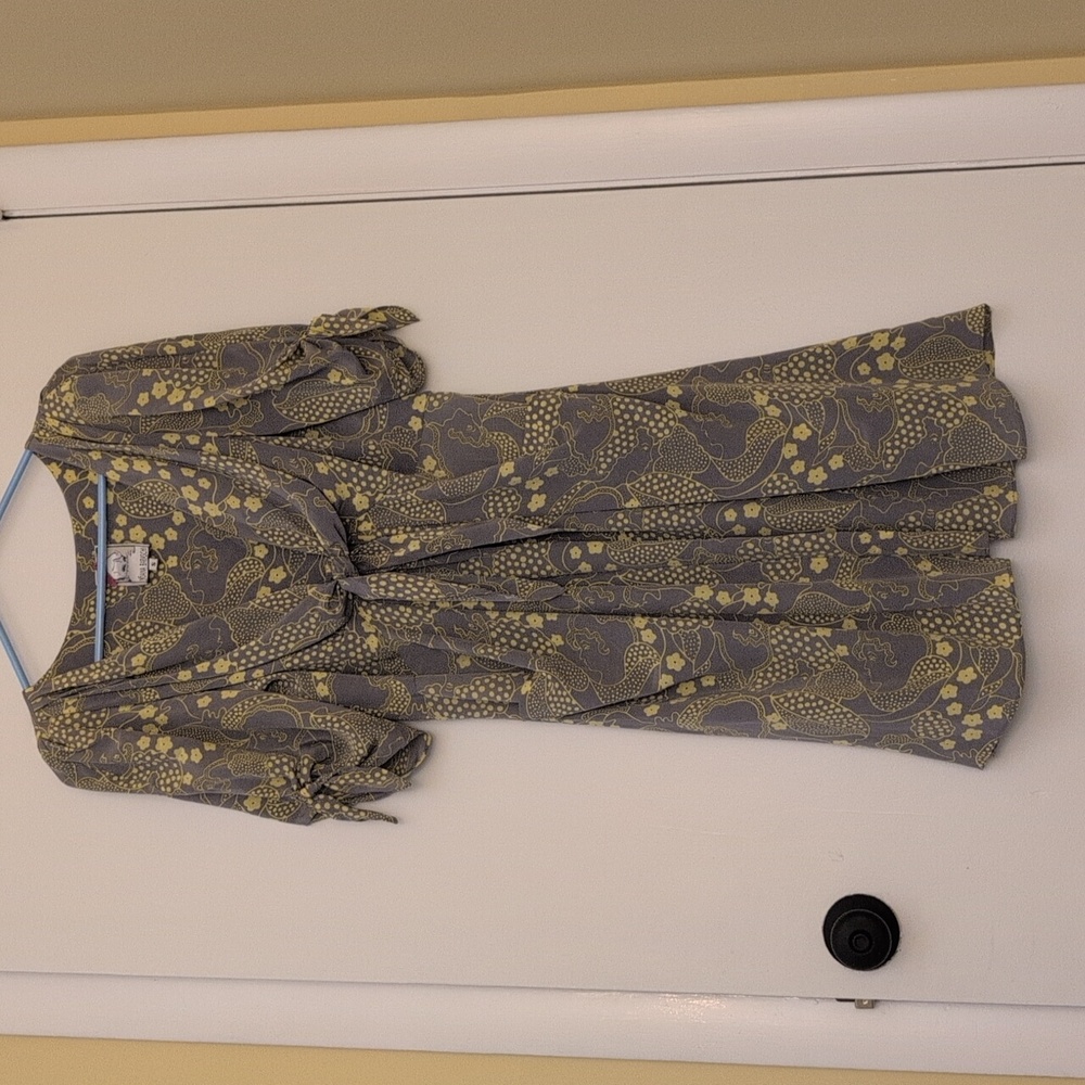 Anthropologie Yoana Baraschi Binoux Doux Silk Tie Sleeve Vintage Pinup Dress S